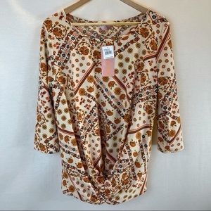 Amana Casual Red/Orange Bohemian Print Knot Front